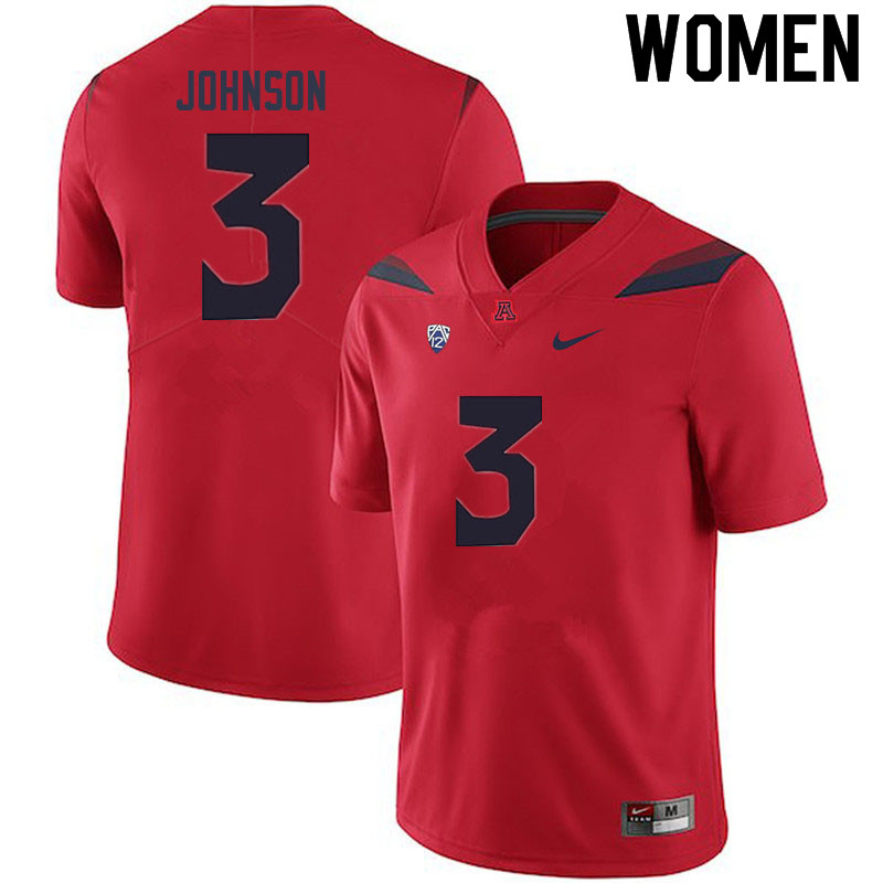 Women #3 Jalen Johnson Arizona Wildcats College Football Jerseys Sale-Red - Click Image to Close